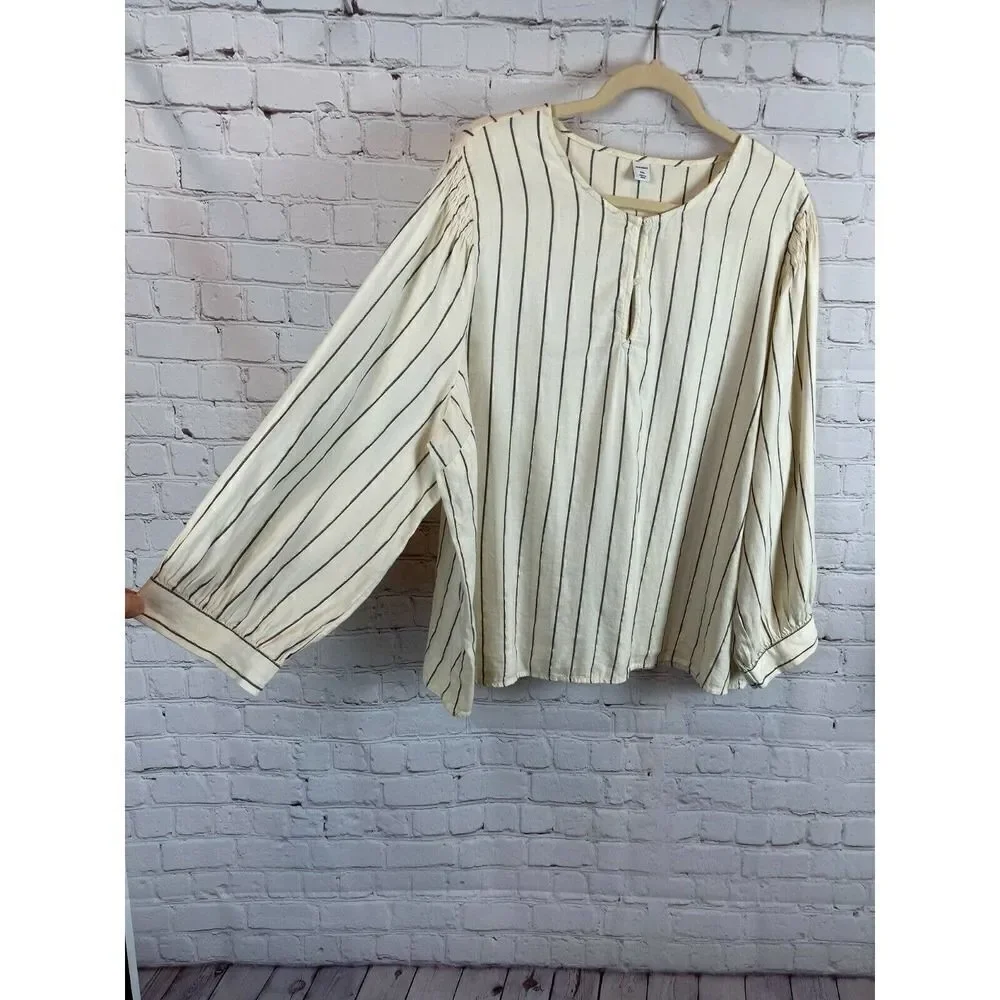 OLD NAVY set of 3 cream red blue check striped top tunic shirt long sleeve XXL - Picture 2 of 10